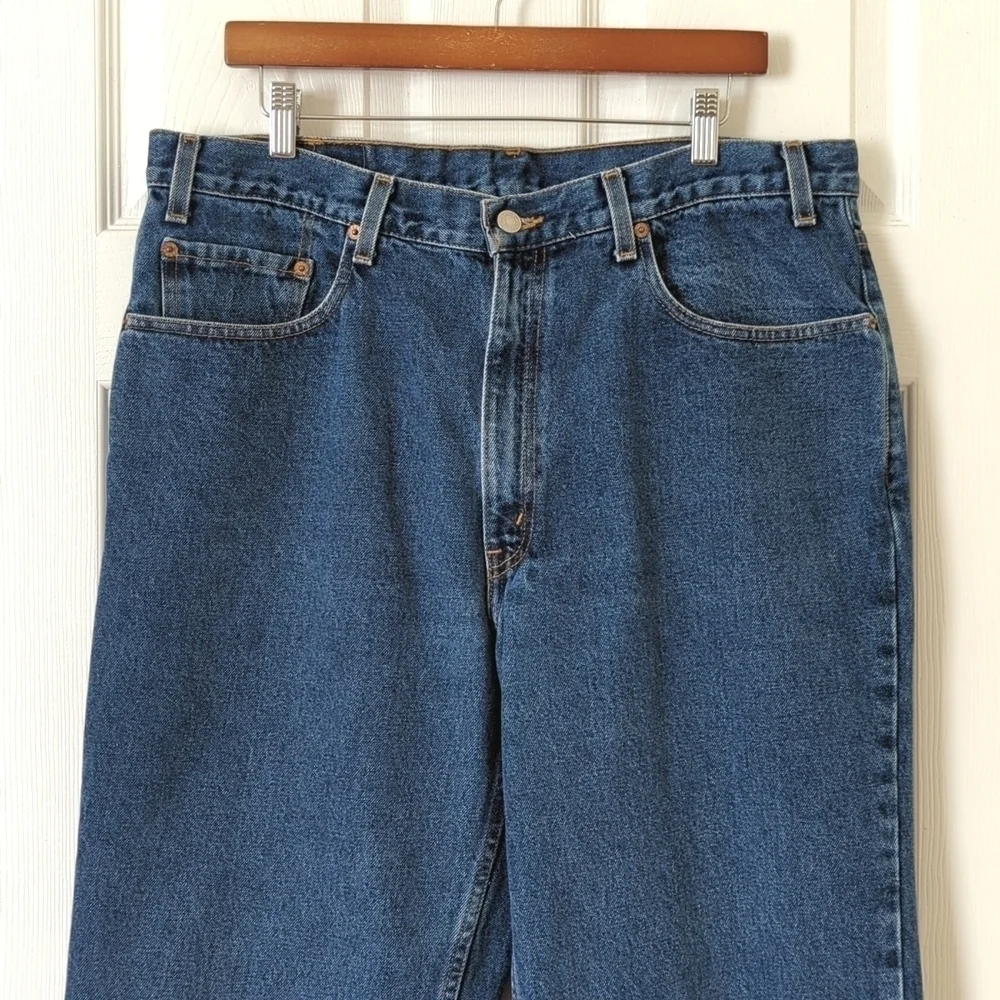 Levi's 90's Vintage 550 Dark Wash Relaxed Fit Tapered Leg Denim Jeans 38 x 32